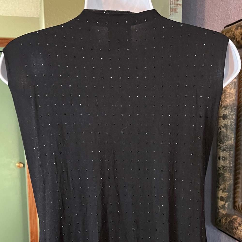 ❇️NWOT Vocal Vest Long Black Glittery Open Front Sz OS - Picture 10 of 16
